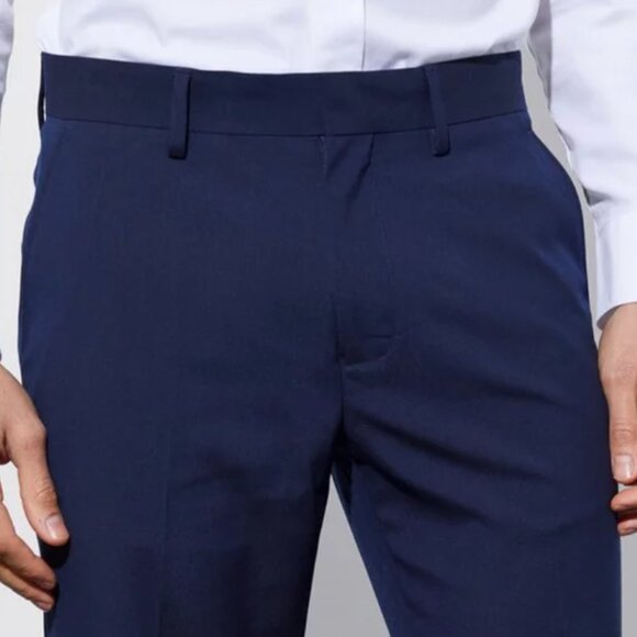 ✨NWOT boohooMAN Navy Slim Cropped Suit Pants, Navy, 34 Short W, 26.5" Inseam - Picture 2 of 3